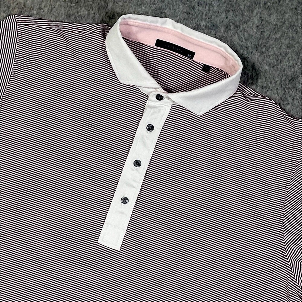 Greyson Golf Polo Shirt Striped Burgundy Performance Stretch Wolf Logo Men’s XL